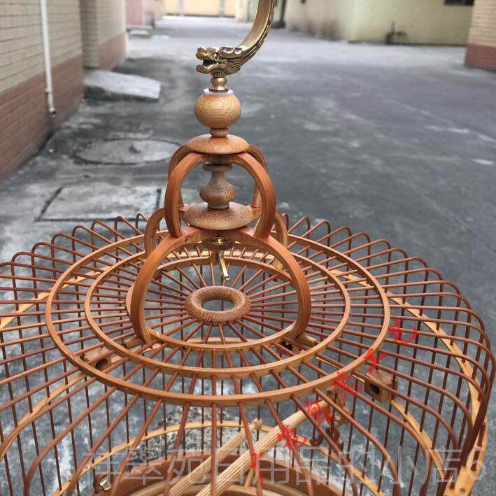 高档黑鸟绣眼 老波笼 将军膀金青广 竹制圆笼 留青竹 式白清远鸟