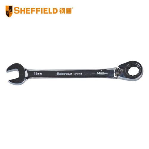 钢盾（SHEFFIELD）公制精抛光双向棘轮梅花开口两用快速扳手