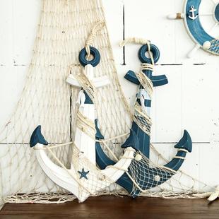 饰 带挂钩摆件 地中海风格 摆件 工艺品 家居做旧风格 船锚装