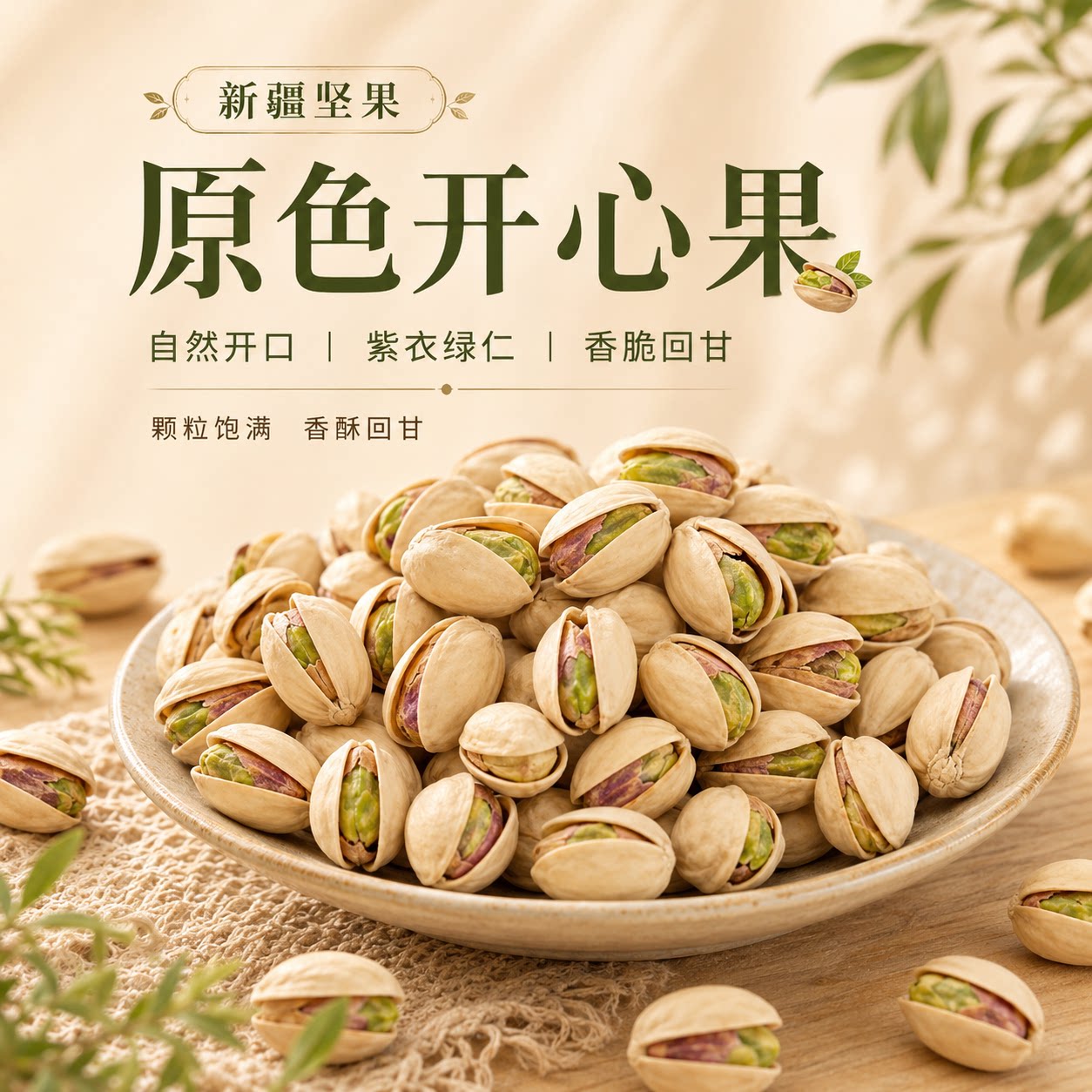 新疆直发开心果无漂白自然开口香脆可口500g袋装正宗原色坚果干果