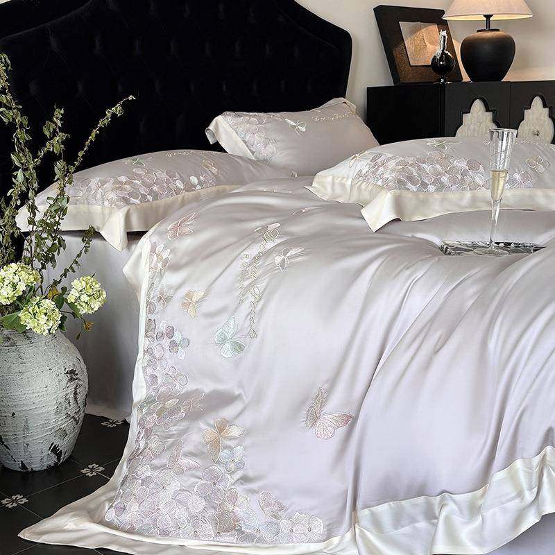 法式轻奢夏季60支天丝四件套冰丝凉感丝滑裸睡莱赛尔床单被套床品