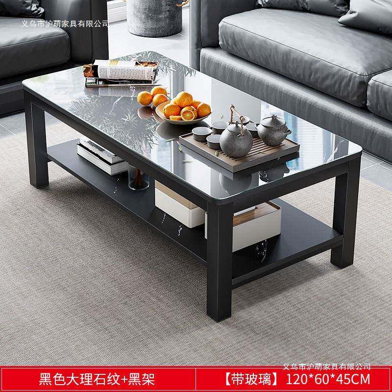 茶几客厅家用轻奢现代办公室钢化玻璃茶桌简约意式小户型方形桌子