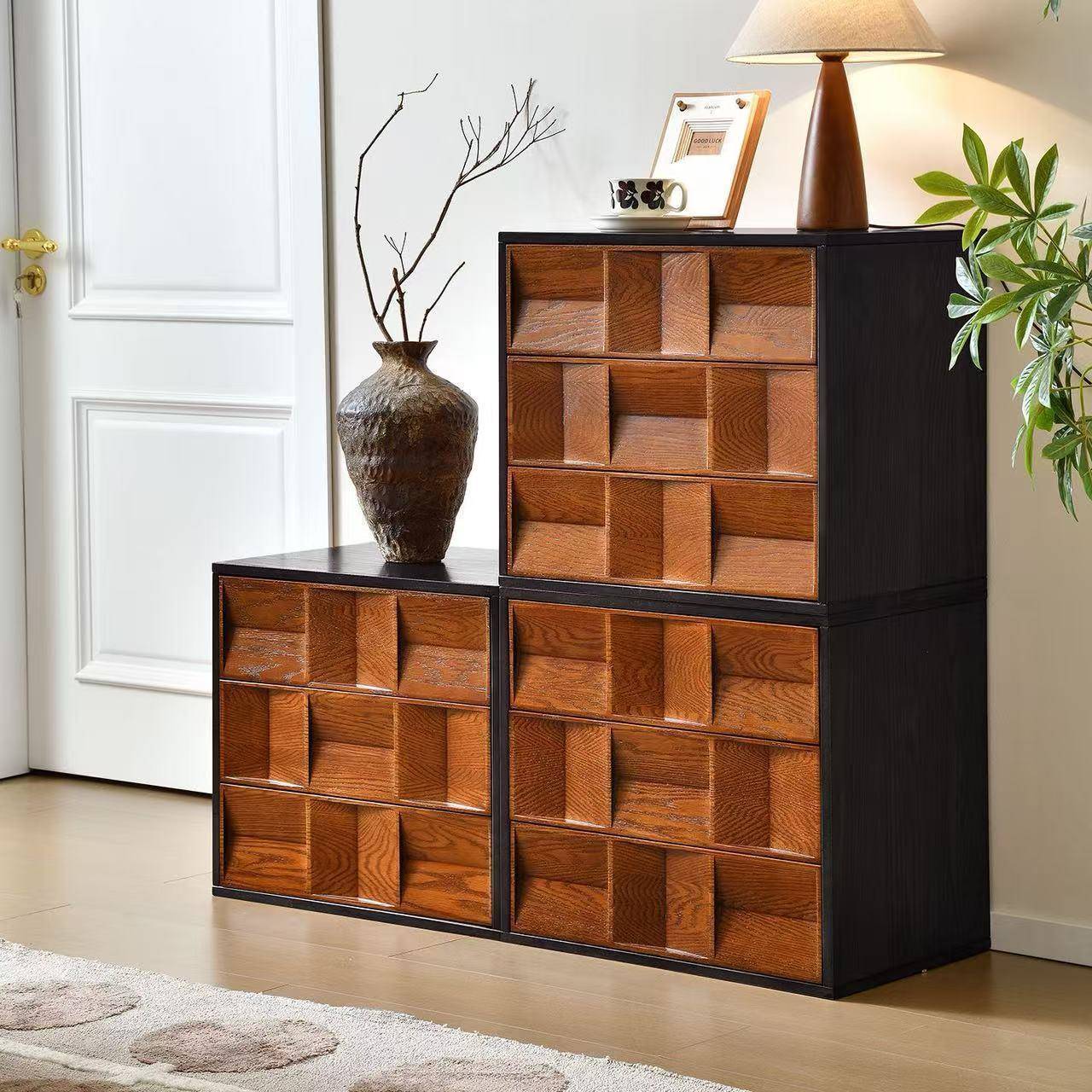 中古风实木听音柜自由组合柜客厅沙发边几家用落地收纳斗柜餐边柜