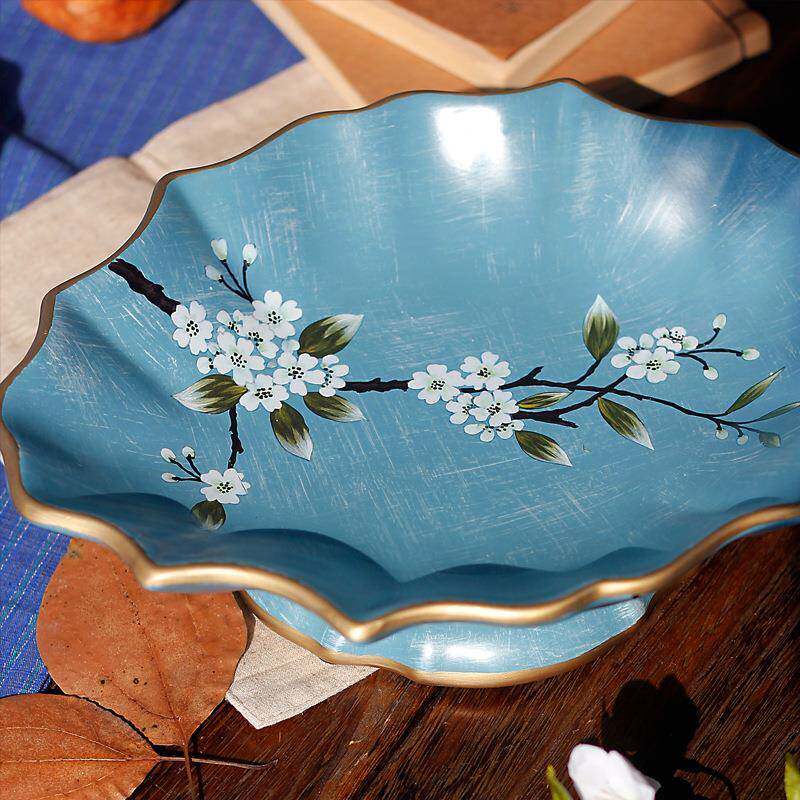 新中式陶瓷水果盘现代简约糕点盒客厅家用果碗桌面软装摆件工艺品