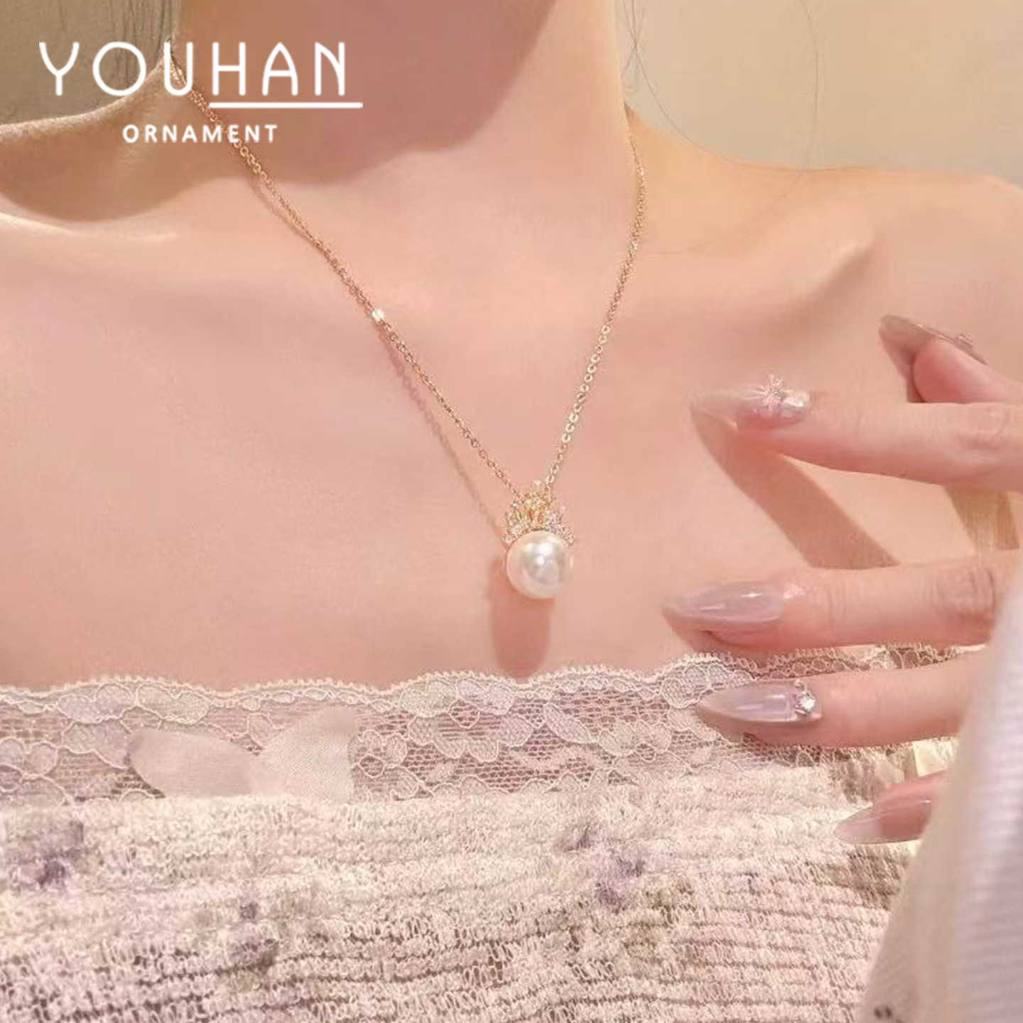 秋冬新款微镶锆石气质锁骨链女