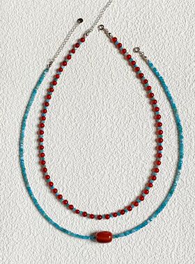 繁花~复古氛围感锁骨链女红蓝