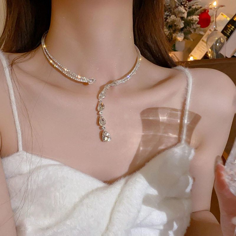 锆石水滴choker项链轻奢小众优雅