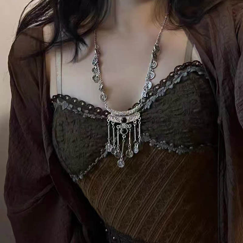 波西米亚藏式古风流苏项链女异域