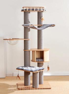 正品凯瑞catr别y实木猫爬太空舱木架质豪华剑麻通柱天猫窝猫树吊