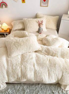 正品冬季毛绒被套水绒貂绒女心玫红少色牛奶绒加厚珊瑚绒主公风四