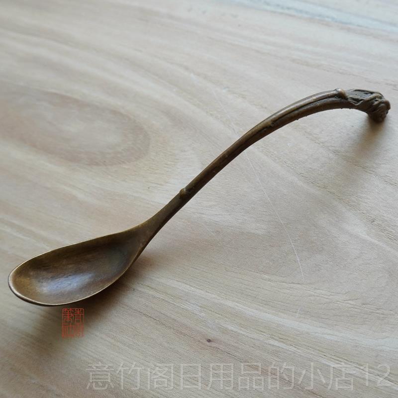 正品青云笔国 头铜勺 复古龙铜器 砚台磨墨社块 调画颜料用 不含