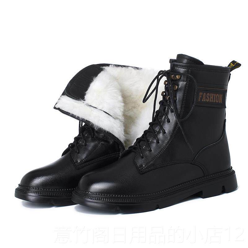正品真皮毛马丁靴冬加绒加厚底雪地靴平底羊女靴大棉鞋女短靴棉靴