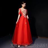 主色持人金气2长质晚礼 红色合唱团长版 高档成人演出服装 女205新款
