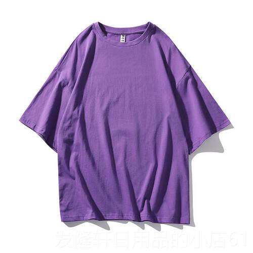 高档服五分T恤女制印logo宽工定作松diy印字落肩订制夏季半袖上衣