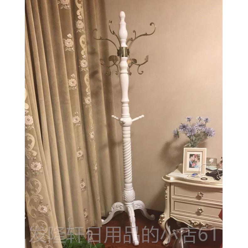高档白色全实木衣帽架衣落地帽架用木挂衣架卧室衣架美式家高木档图片