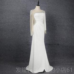 高档新款长袖奢晚宴礼服小众会轻主持人晚年会聚party晚装气质显