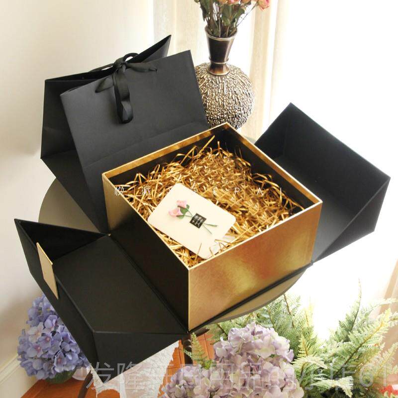 高档派送悦领导物高级礼盒结婚喜糖盒红包装盒色双开对开礼品盒空