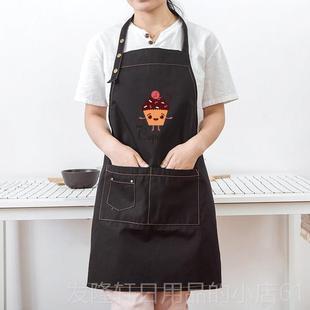 高档韩版 围裙定logo印字定做奶茶咖店女啡店蛋糕手工烘制焙印工作