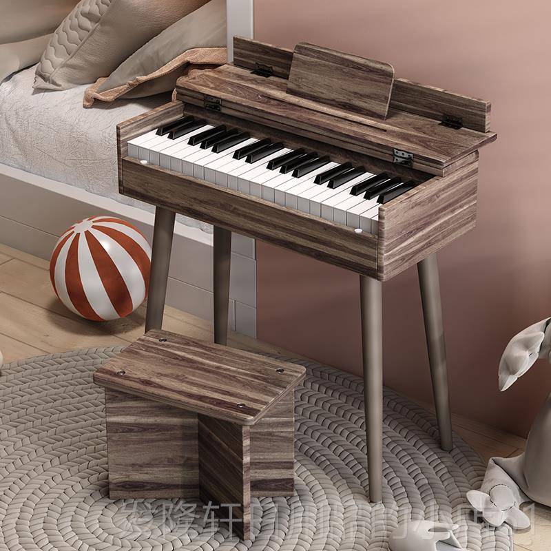 高档旷初萌儿小桌钢琴37键男女孩学者童木质书电子琴宝宝玩具生日