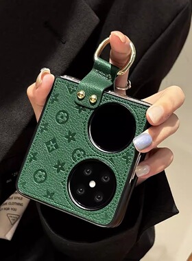 适用华为pocket2手机壳purax新款HW五叶草指环扣保护套p50pockets折叠屏高级感奢华简约p50女时尚