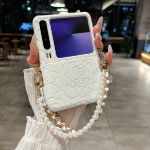 适用华为PuraX手机壳新款pocket2小折叠屏侧扣山茶花手提防摔novaflip/s典藏版时尚小众高级感全包外壳保护套