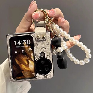 高级感适用OPPOFindN3flip手机壳新款折叠屏挂绳find n3flip腕带素皮保护套防摔n2flip小折叠斜挎包保护壳