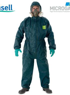 安思尔微护佳MC4000 GR40-T-99-111多层复合膜绿色双袖连体防护服