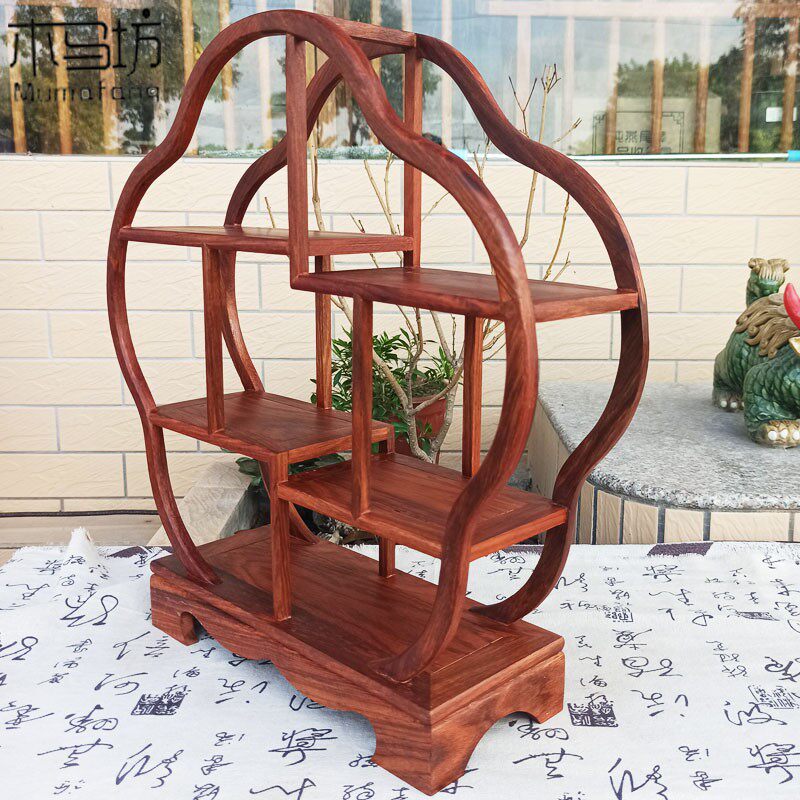 花梨木博古架小多宝阁实木古玩展示架紫砂壶茶壶架子中式古董架