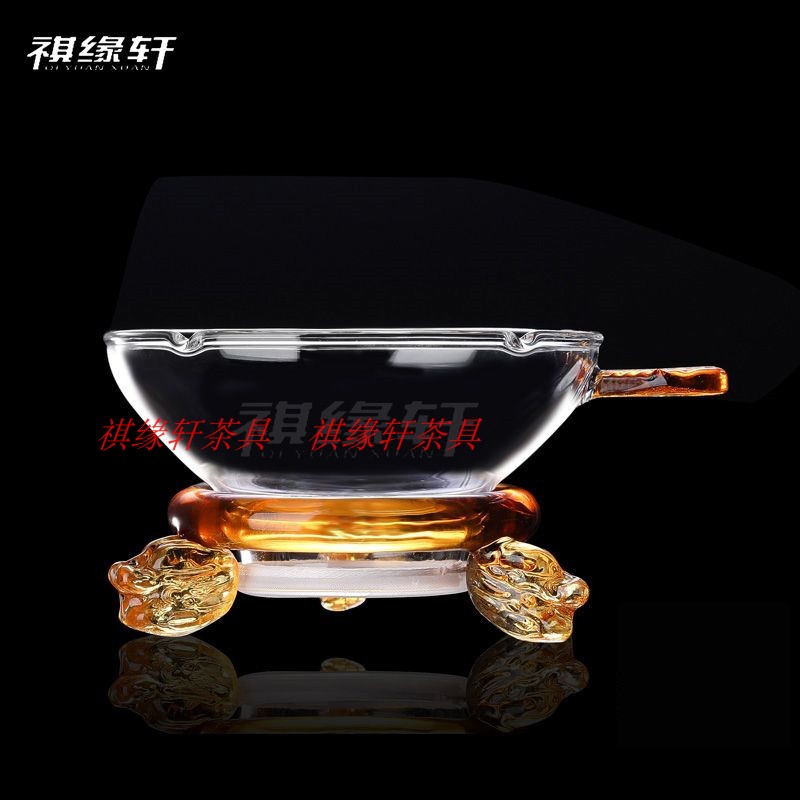祺缘轩 耐热玻璃功夫茶具 茶道零配 茶滤网 过滤茶渣 玻璃茶漏