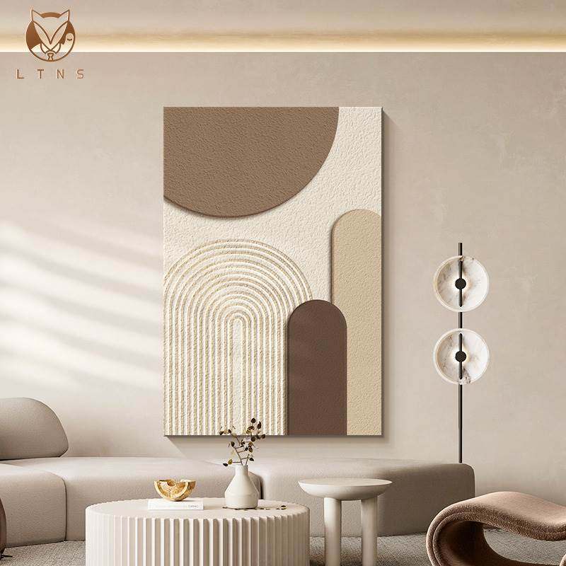 侘寂奶油风客厅装饰画几何抽象砂岩玄关壁画沙发背景墙肌理感挂画,家居饰品,现代装饰画,淘宝优惠券,粉丝福利购,淘宝优惠卷