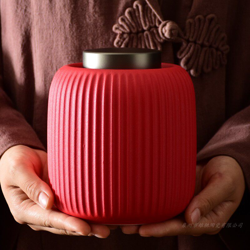 陶瓷家用茶仓1斤装茶叶罐散茶储存罐碎银子茶包装盒普洱茶密封罐