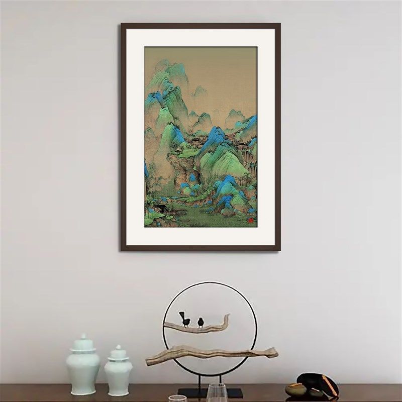大厅铜画手工錾刻铜雕画(千里江山玄关)走廊挂画玄关装饰画铜板