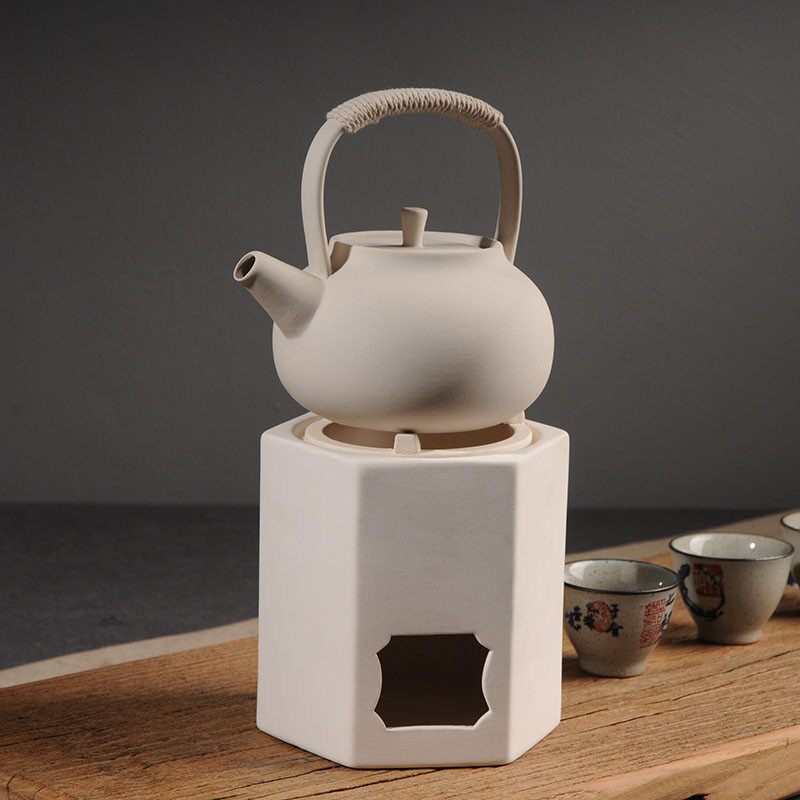 煮茶壶功夫茶炭炉白泥六角炉家用小炭炉核桃碳木炭茶炉老式烧茶炉