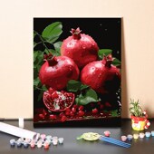 数字油画diy手工填充红色石榴餐厅风景画减压手绘涂色丙烯油彩画