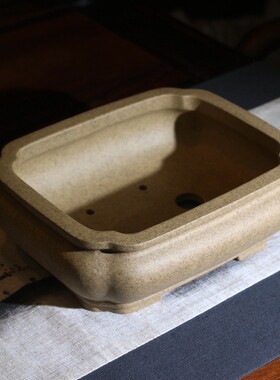筋纹长方形精品紫砂花盆手工小型盆景多肉菖蒲松柏树唯珍冯长树