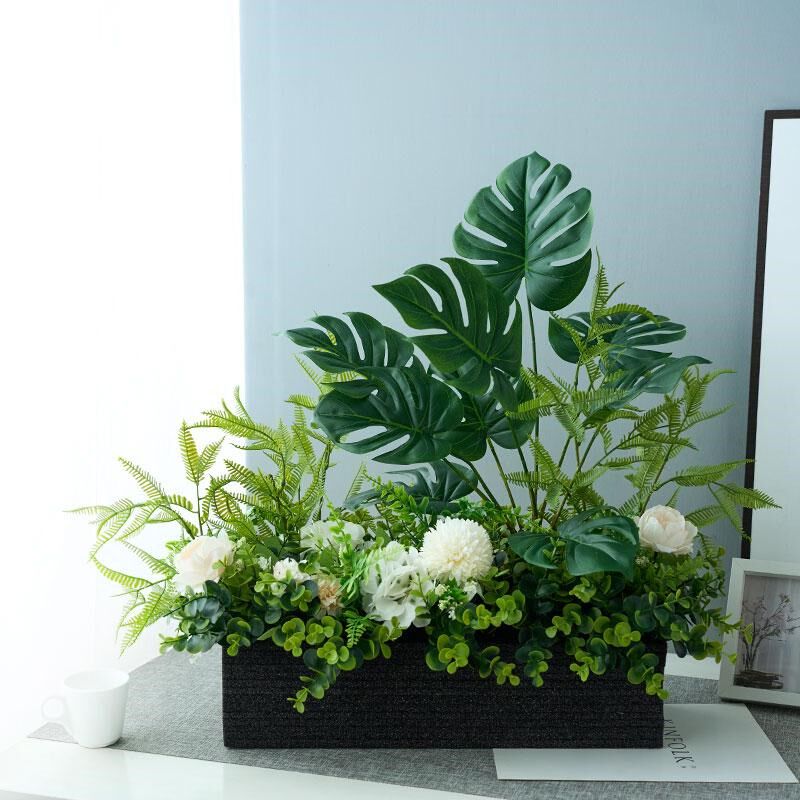 室内桌面仿真花假绿植花箱客厅玄关电视柜栅栏装饰品花艺摆件组合
