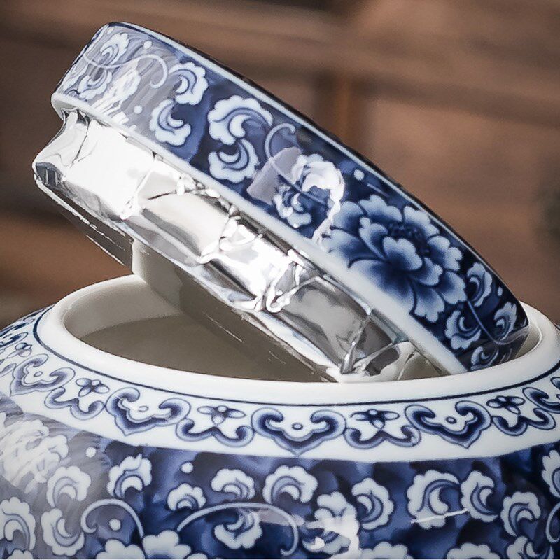 言川陶瓷茶叶罐高档釉中彩青花瓷茶叶包装礼盒空盒绿茶白茶普洱茶