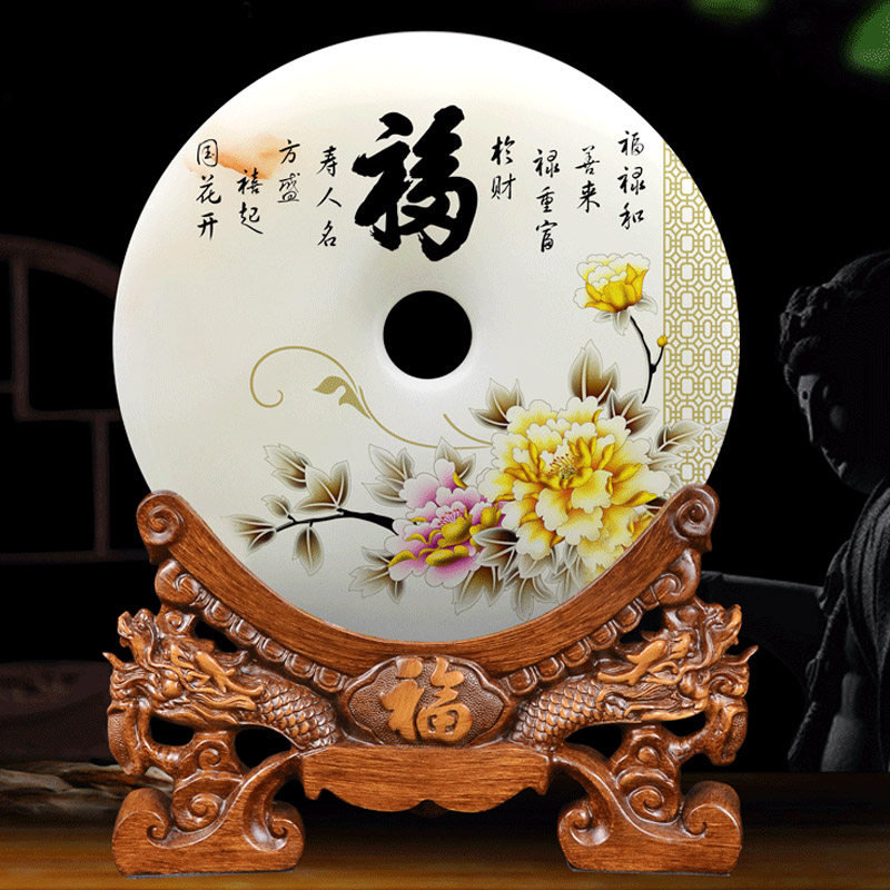 玉石平安扣摆件电视柜玄关办公桌摆设乔迁新居新房酒柜创意装饰品