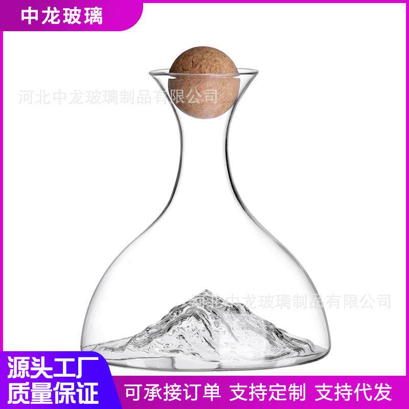 热销热销实用性玻璃醒酒器山形酒具酒瓶醒酒用具高硼硅玻璃瓶