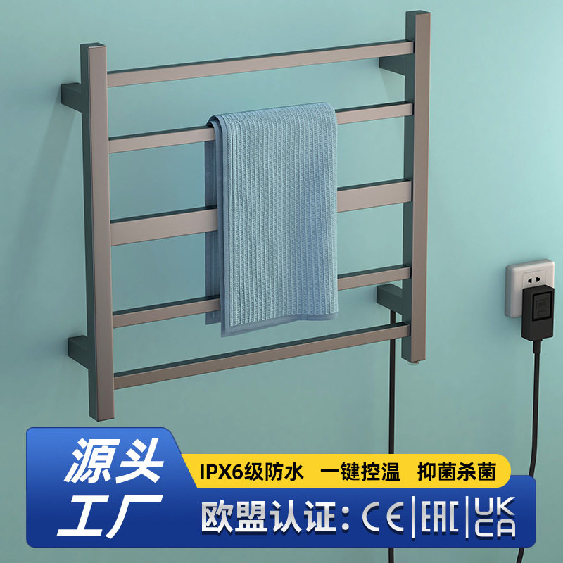 源头工厂加热毛巾架明装304不锈钢电热浴巾架置物架烘干浴室批发图片