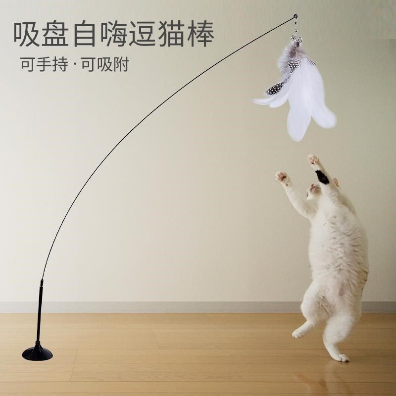 宠物用品新款自嗨长杆逗猫杆互动猫咪玩具钢丝羽毛铃铛吸盘逗猫棒,宠物/宠物食品及用品,逗猫棒,淘宝优惠券,粉丝福利购,淘宝优惠卷