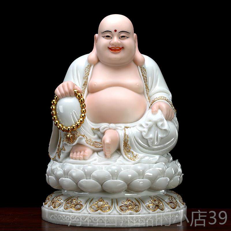 正品汉白玉弥勒佛摆件勒大肚弥佛佛像居家供店铺财装奉饰笑佛未招