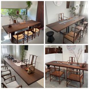 正品北美黑胡木桃实木大板茶桌原木中岛餐桌椅台白奥坎花梨蜡木书