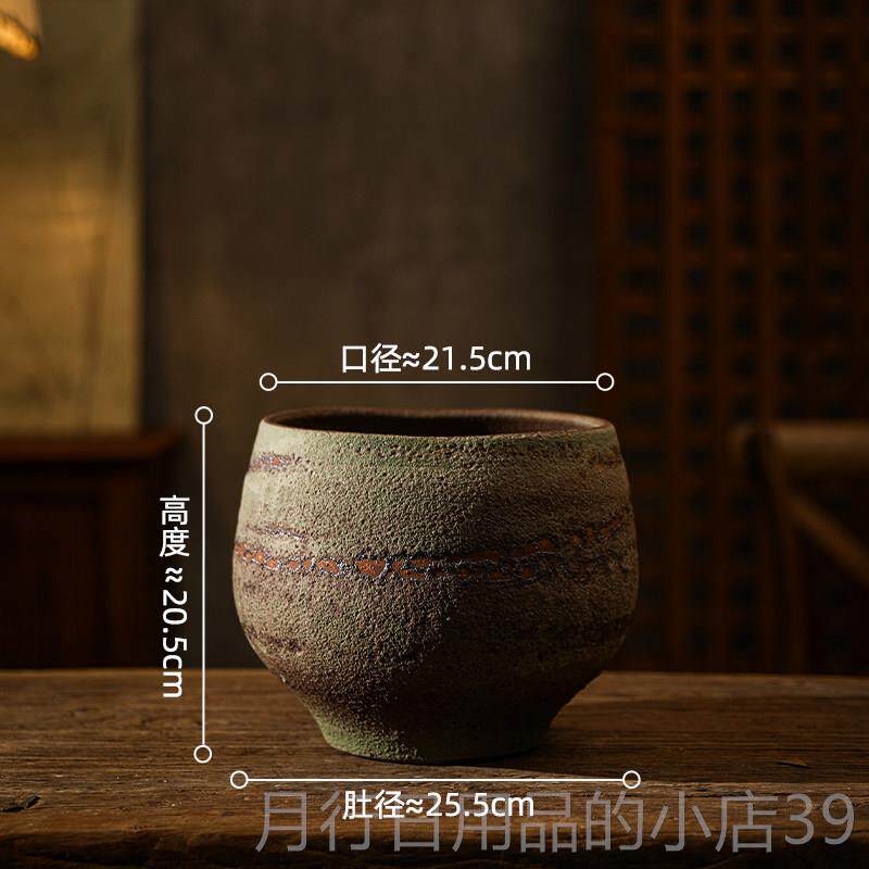 正品台景德镇陶瓷花瓶覆古手做大旧捏花器粗陶诧寂风口径面花盆摆