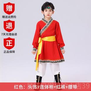 正品儿童族蒙古服装白马筷舞舞蹈演出演服男子蒙族袍服少数民服装