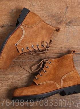 正品3516厂厚翻毛加牛登皮高帮鞋陆空战士靴户外休闲驴皮友皮靴山