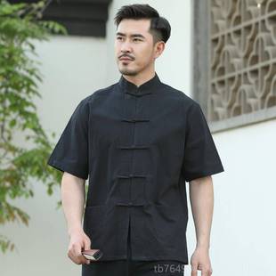 正品中服式唐装男士春秋袖衣青年中上老年门外汉长服古装汉代夏季