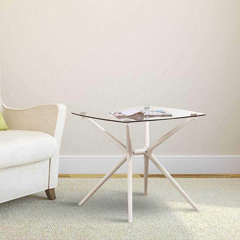 简约接待洽谈会客桌椅组合户外钢化玻璃桌咖啡厅休闲桌正方形桌子