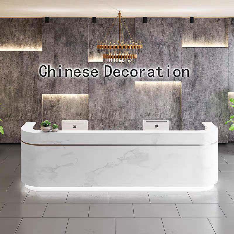 轻奢时尚收银台公司办公前台现代简约吧台烤漆物业服务大厅接待台