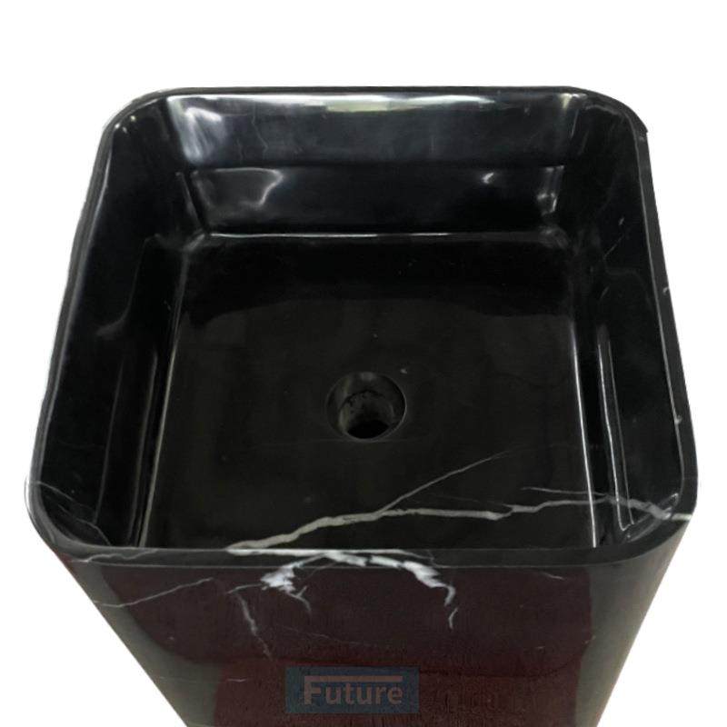 天然大理石黑白根落地洗手台一体成型单盘单孔洗漱盘洗面盘